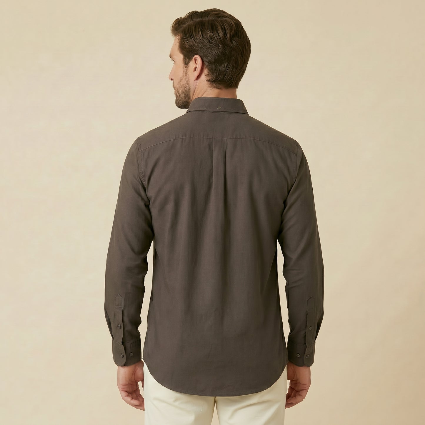 Olive - Plain Casual Shirt - Premium Fabric
