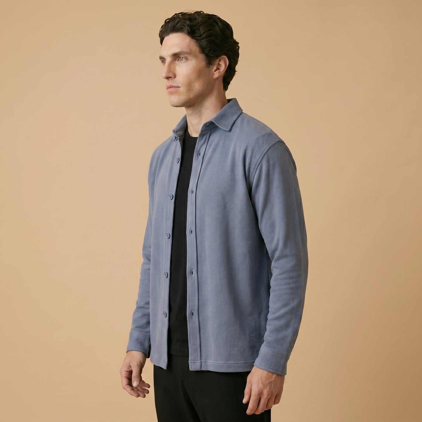 Teal Rib Over Shirt - 100% Cotton Rib