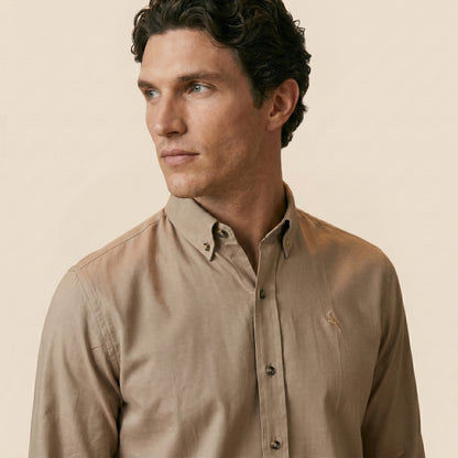Cappuccino - Plain Casual Shirt - Premium Fabric
