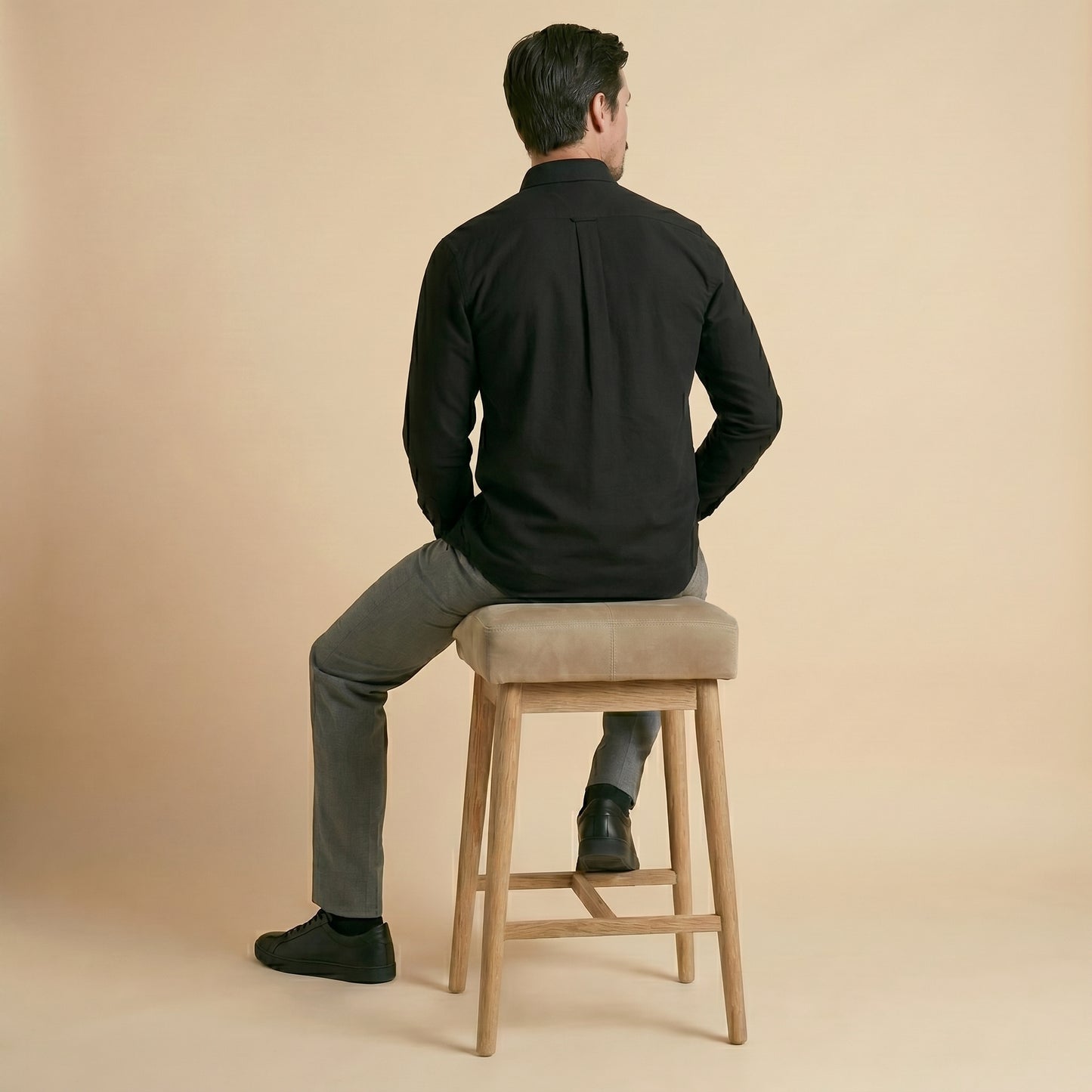 Black - Plain Casual Shirt - Premium Fabric