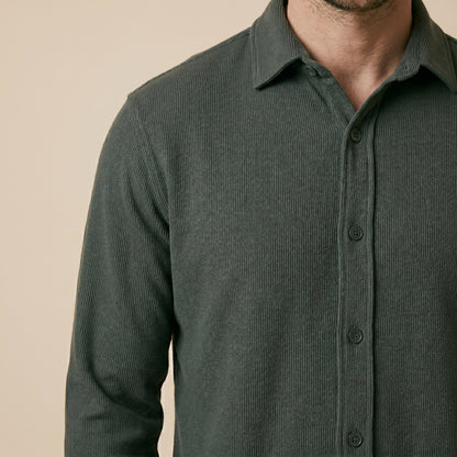 Green Rib Over Shirt - 100% Cotton Rib