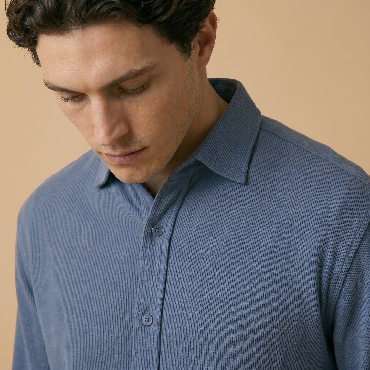 Teal Rib Over Shirt - 100% Cotton Rib