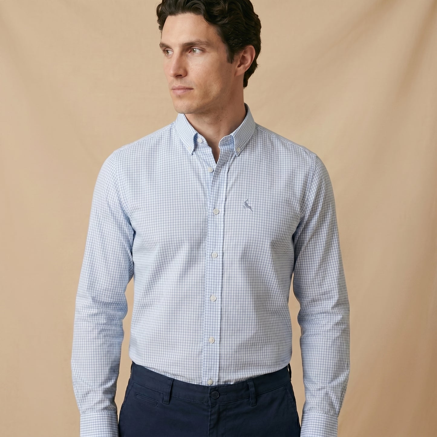 Sky Blue Check Casual Shirt - Premium Fabric