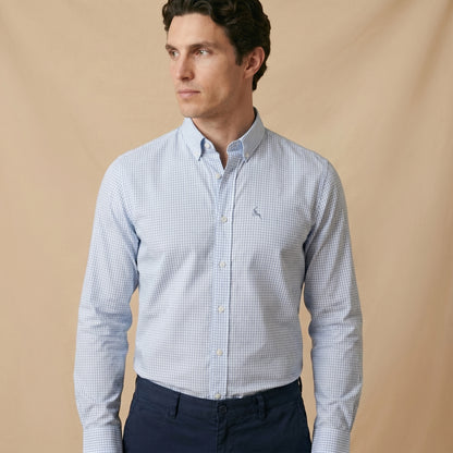Sky Blue Check Casual Shirt - Premium Fabric