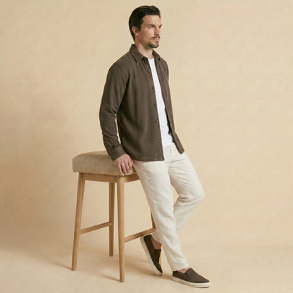 Olive Green Rib Over Shirt - 100% Cotton Rib