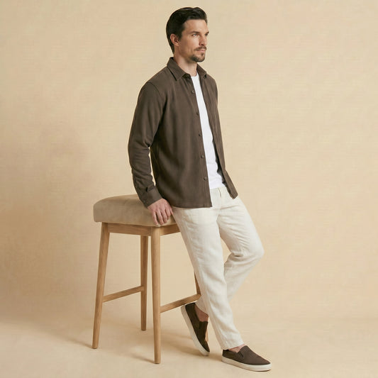 Olive Green Rib Over Shirt - 100% Cotton Rib