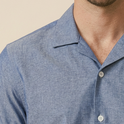 Gray Cuban Collar Shirt - Premium Oxford Fabric