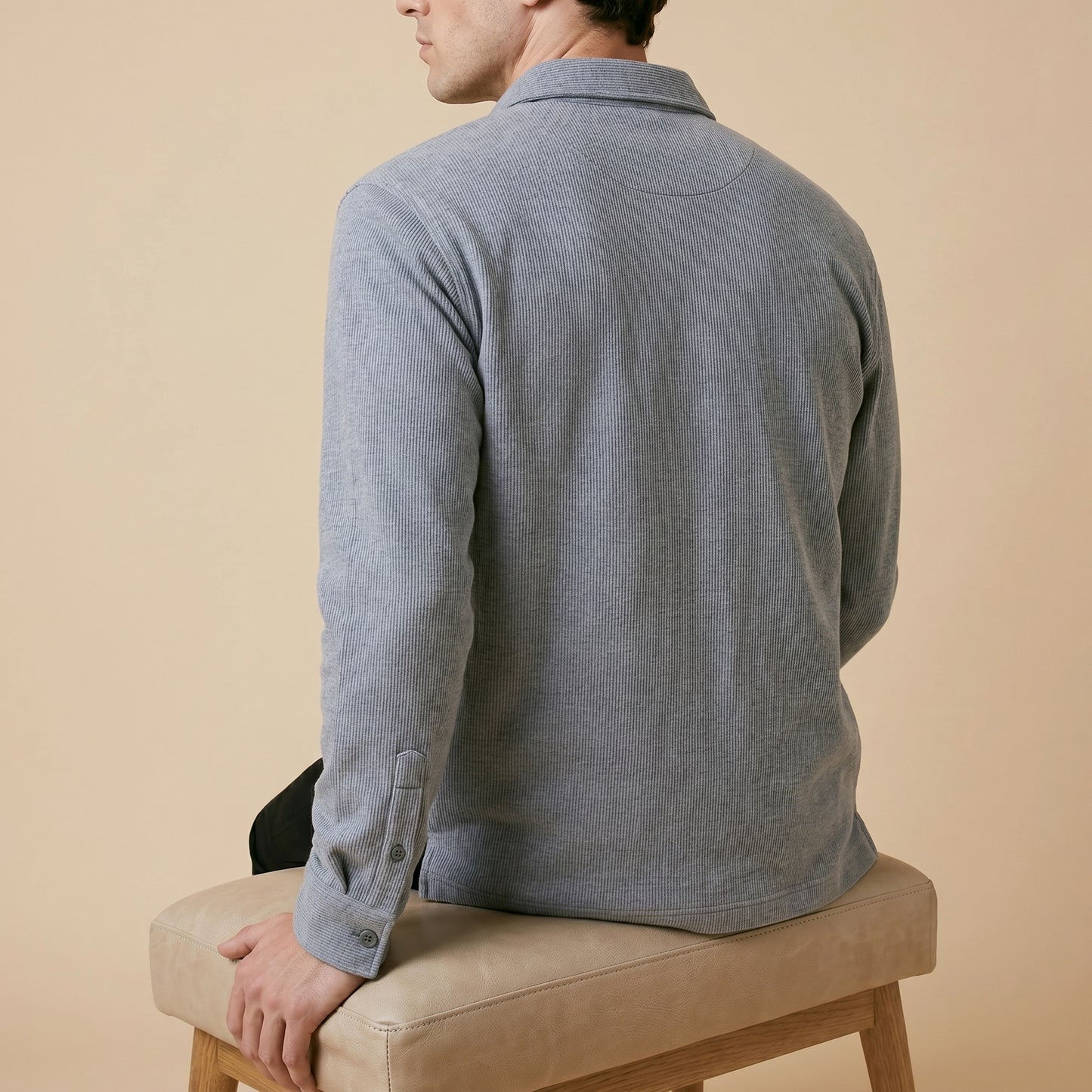 Gray Rib Over Shirt - 100% Cotton Rib