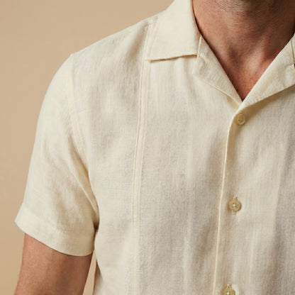 OFF-White Cuban Collar Shirt - 100% Cotton Linen