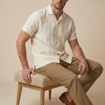OFF-White Cuban Collar Shirt - 100% Cotton Linen