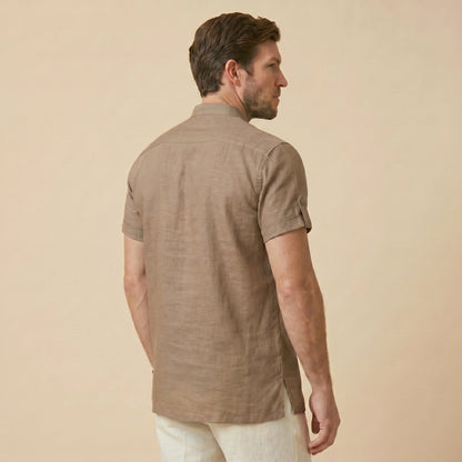 Cappuccino Henley Shirt - 100% Cotton Linen