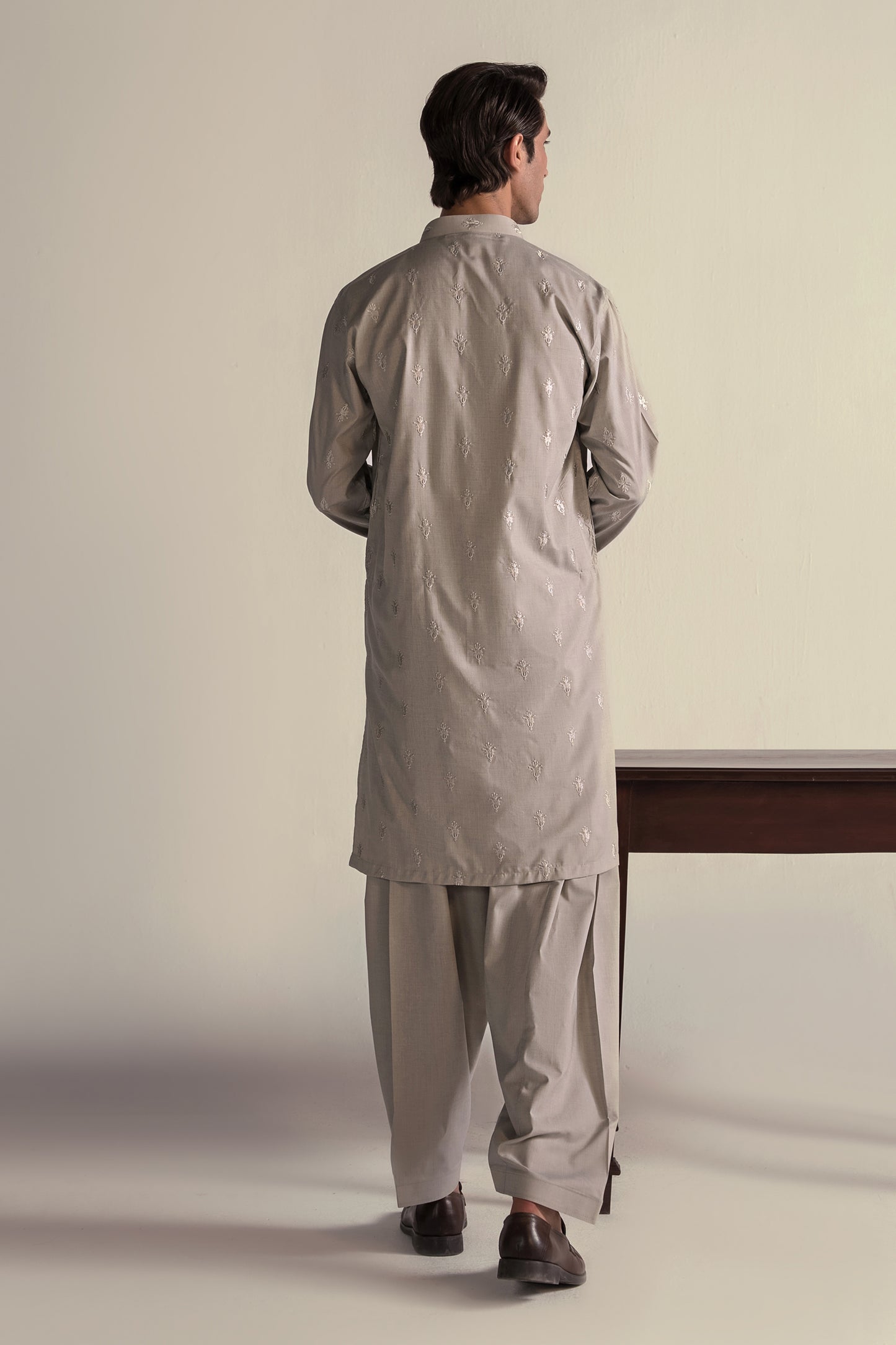 Takhleeq Light Gray Embroidered S-Suit SST3-2991