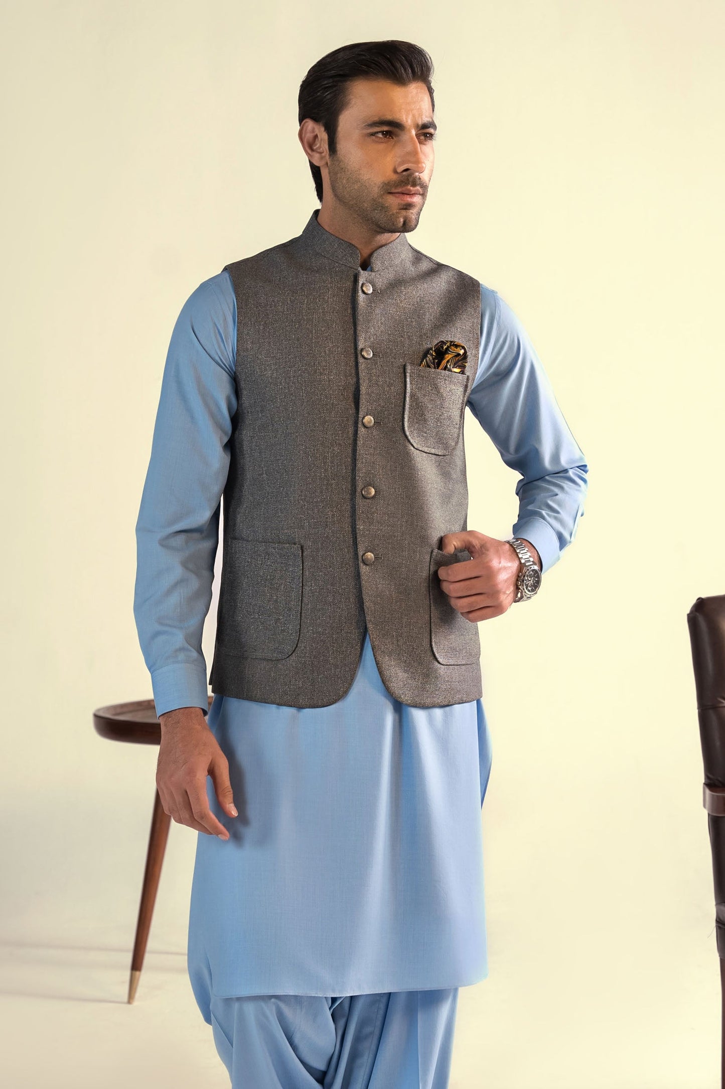 Takhleeq Gray Waist Coat WCT4
