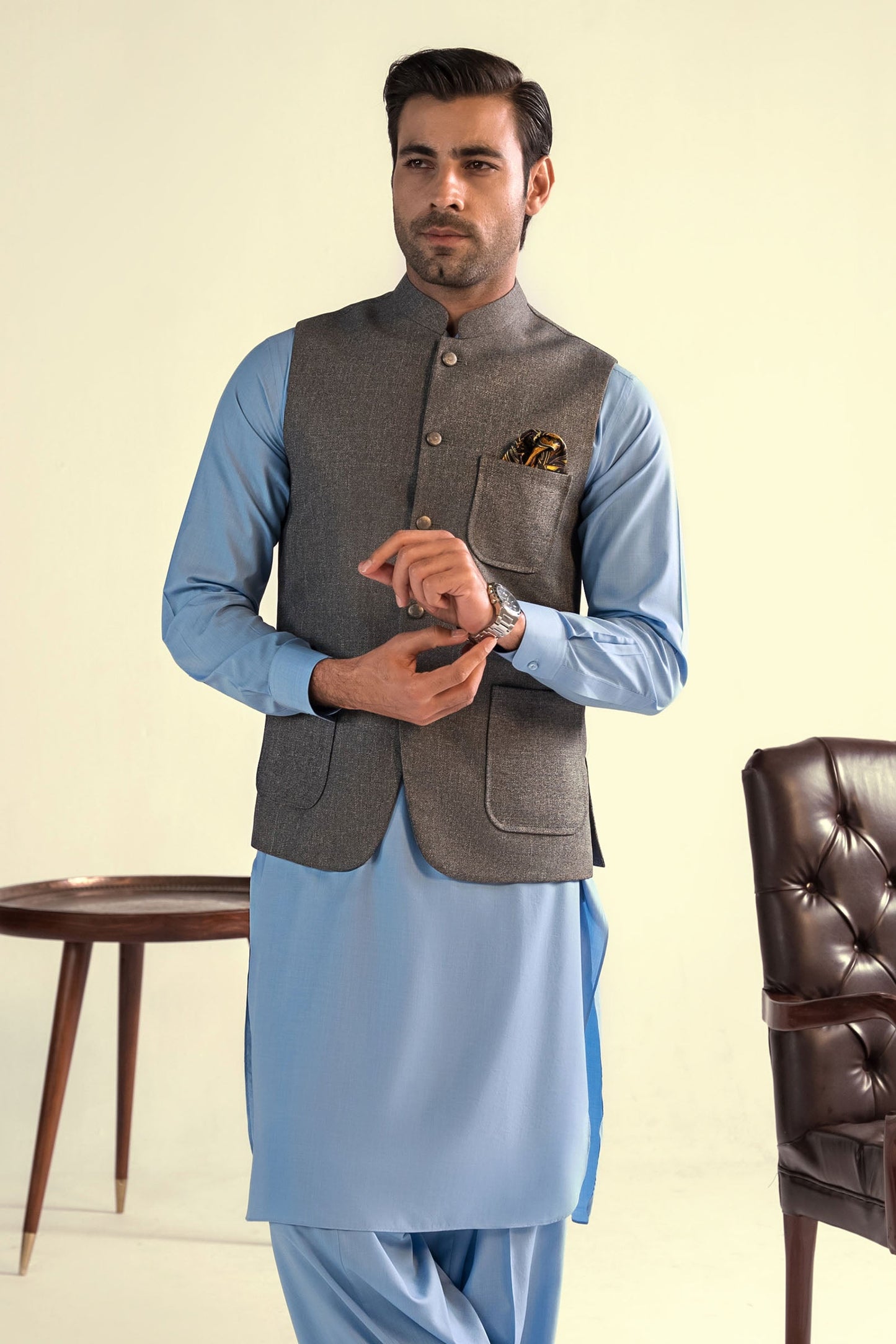 Takhleeq Gray Waist Coat WCT4