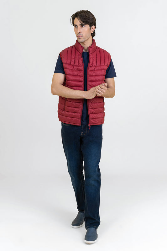 Markhor Maroon Puffer Sleeve Less Jacket T211-T2