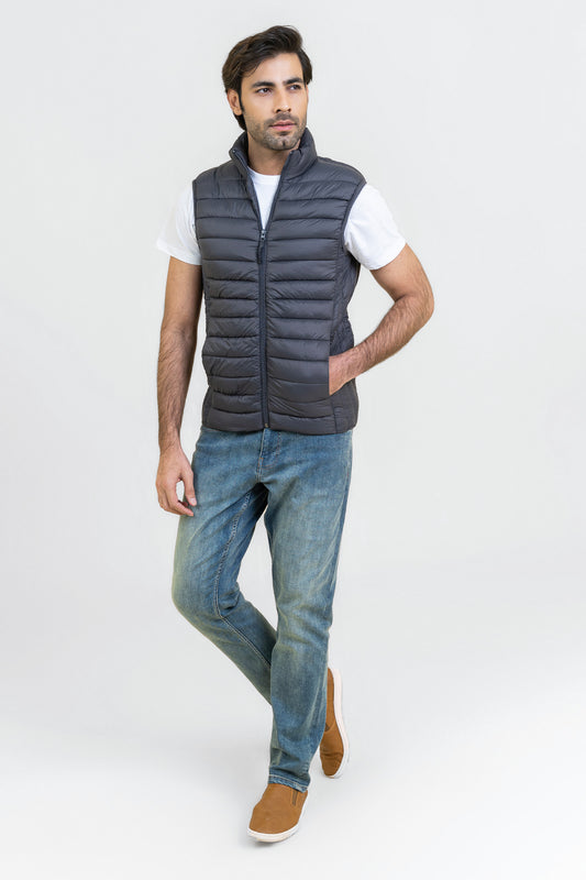 Markhor Grey Puffer Sleeve Less Jacket T212-T2