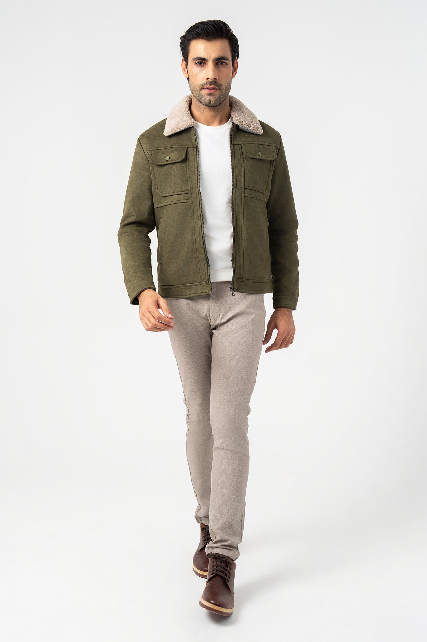 Green Faux Suede Jacket