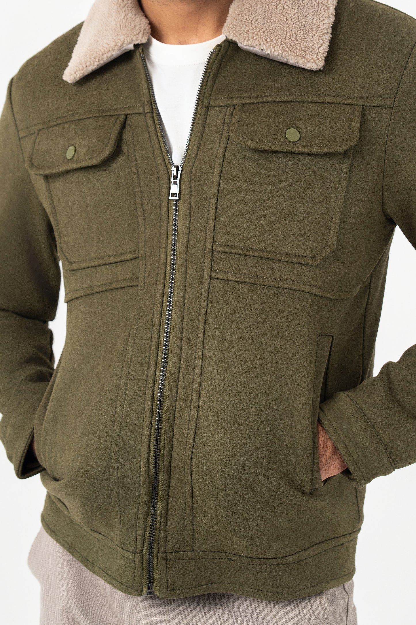 Green Faux Suede Jacket