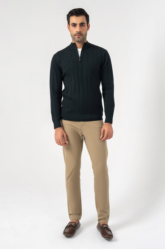 Green Half Zipper Sweater