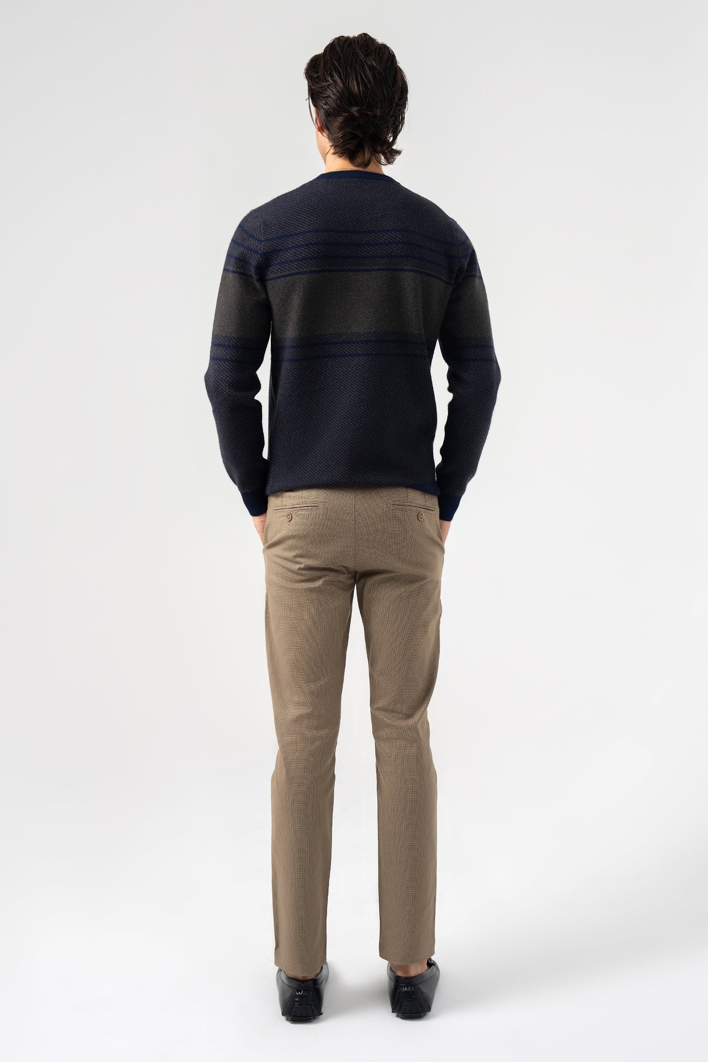 Gray and Navy Round Neck Sweater