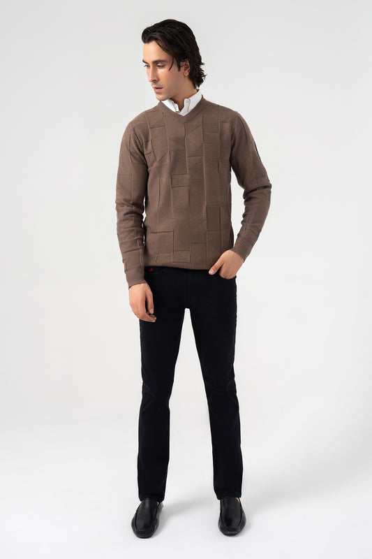Coffee V Neck Sweater