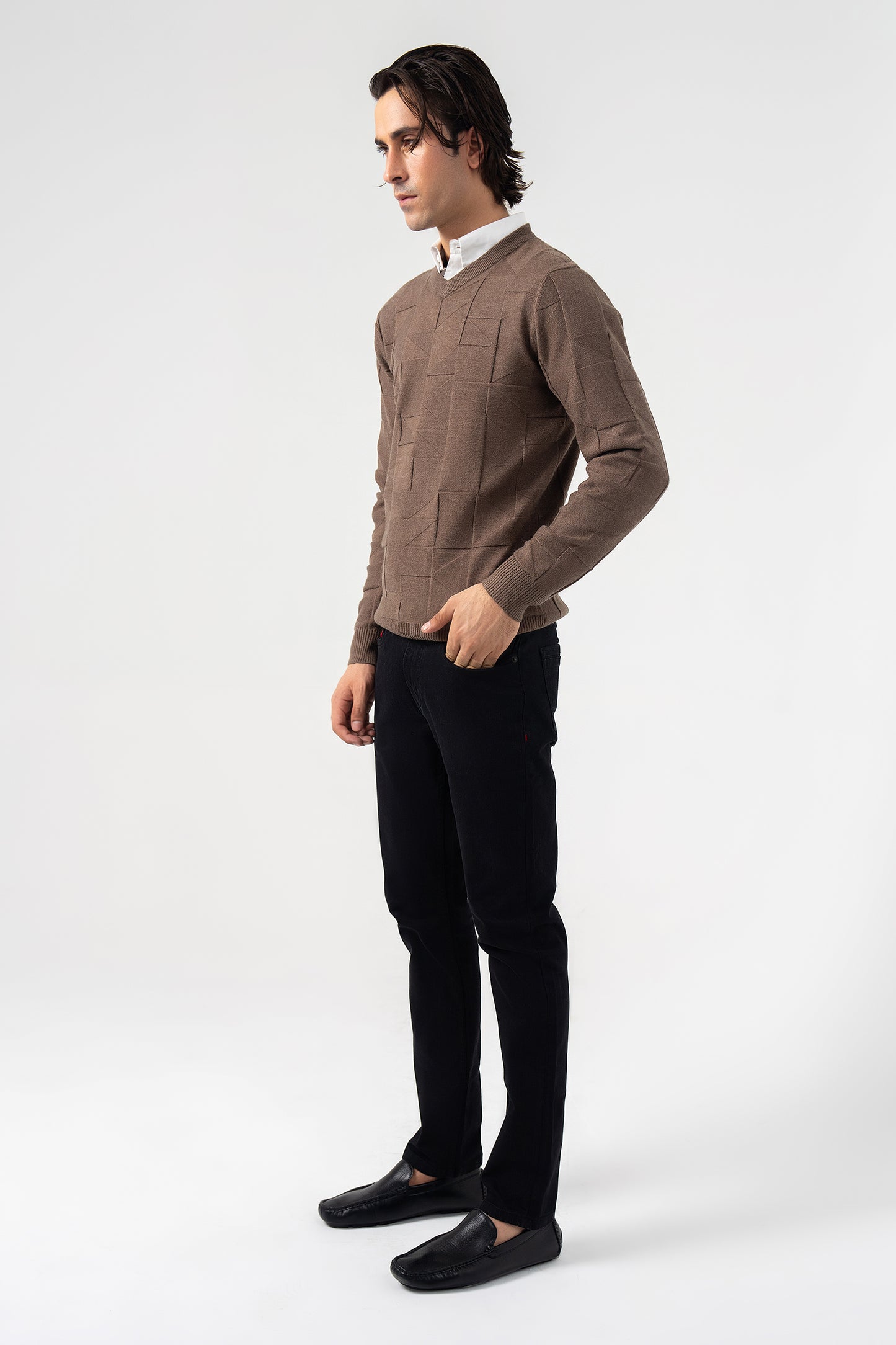Coffee V Neck Sweater