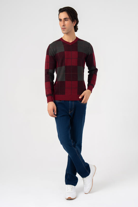 Maroon V Neck Sweater