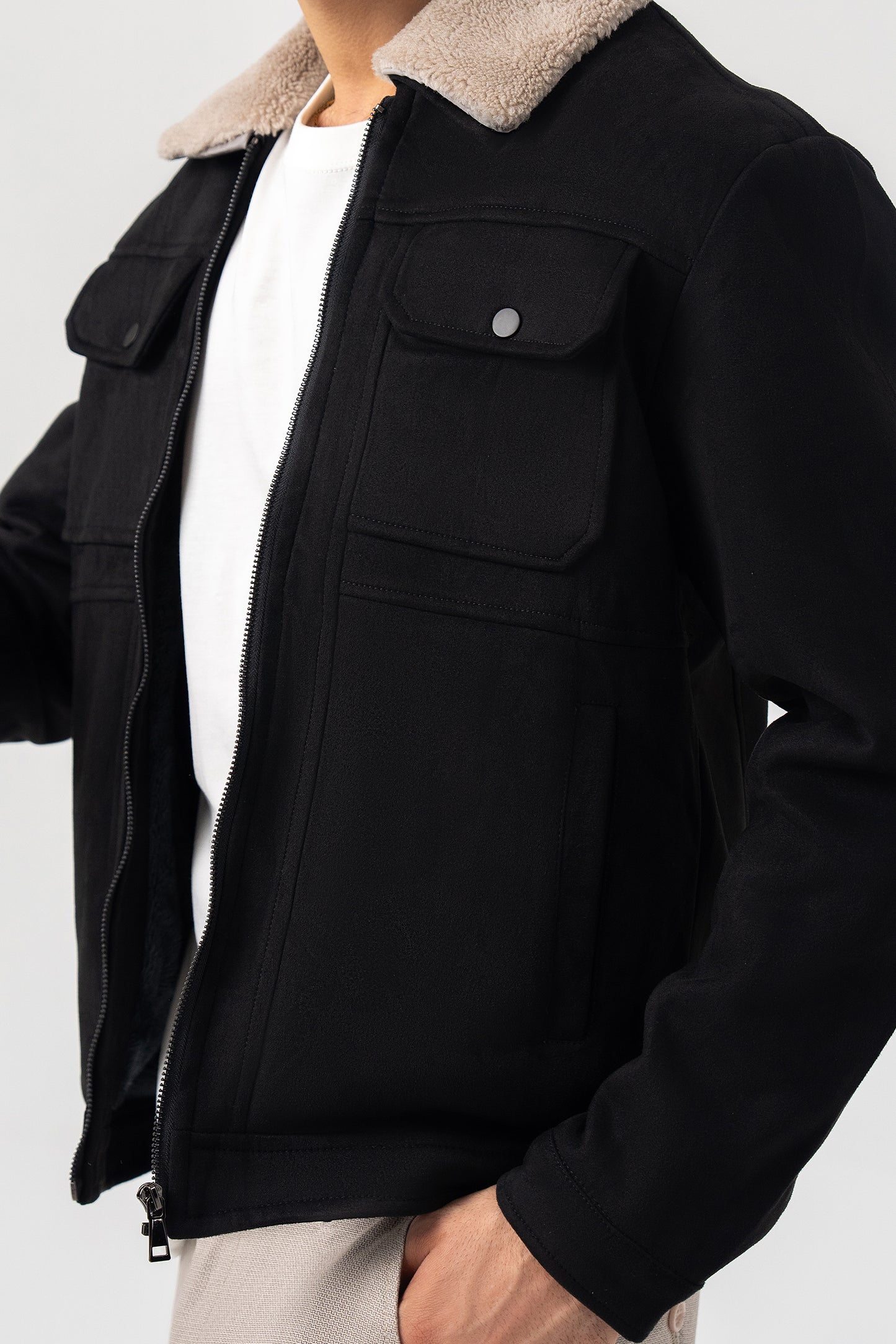 Black Faux Suede Jacket