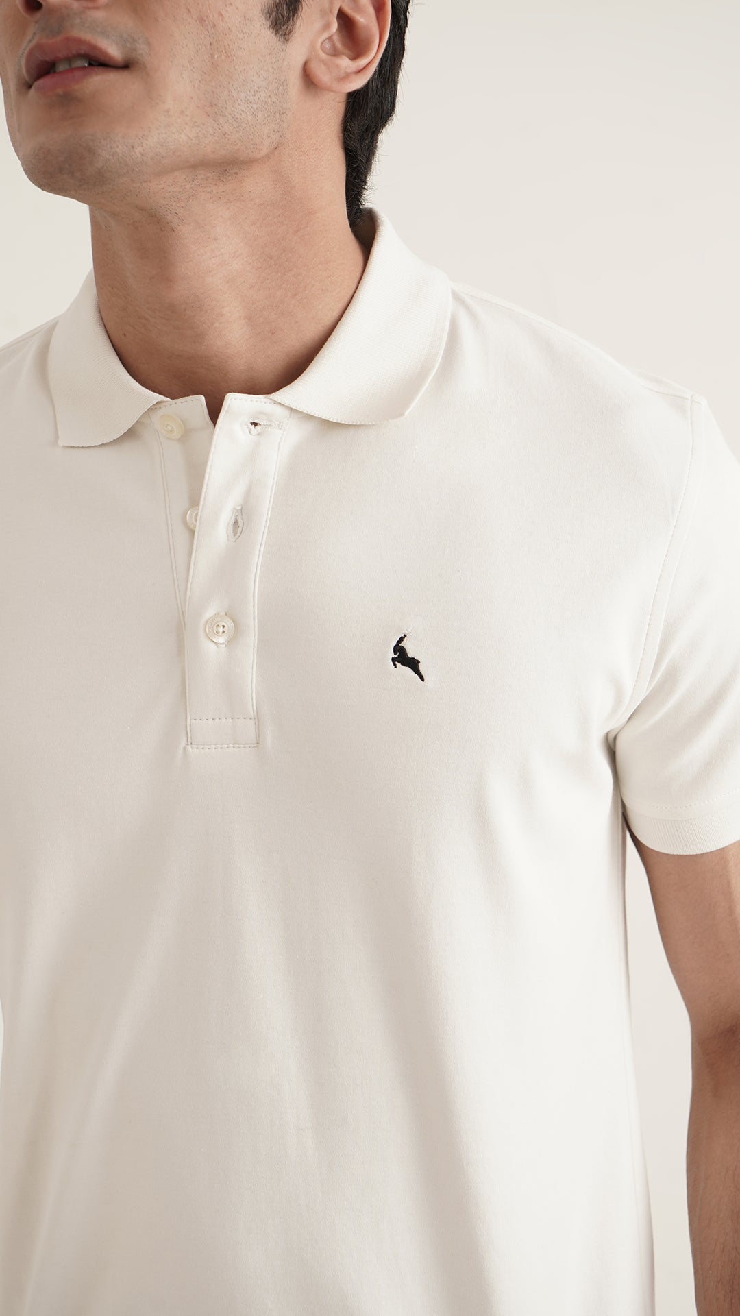 Markhor - Gold Series Off White Plain Interlock Polo