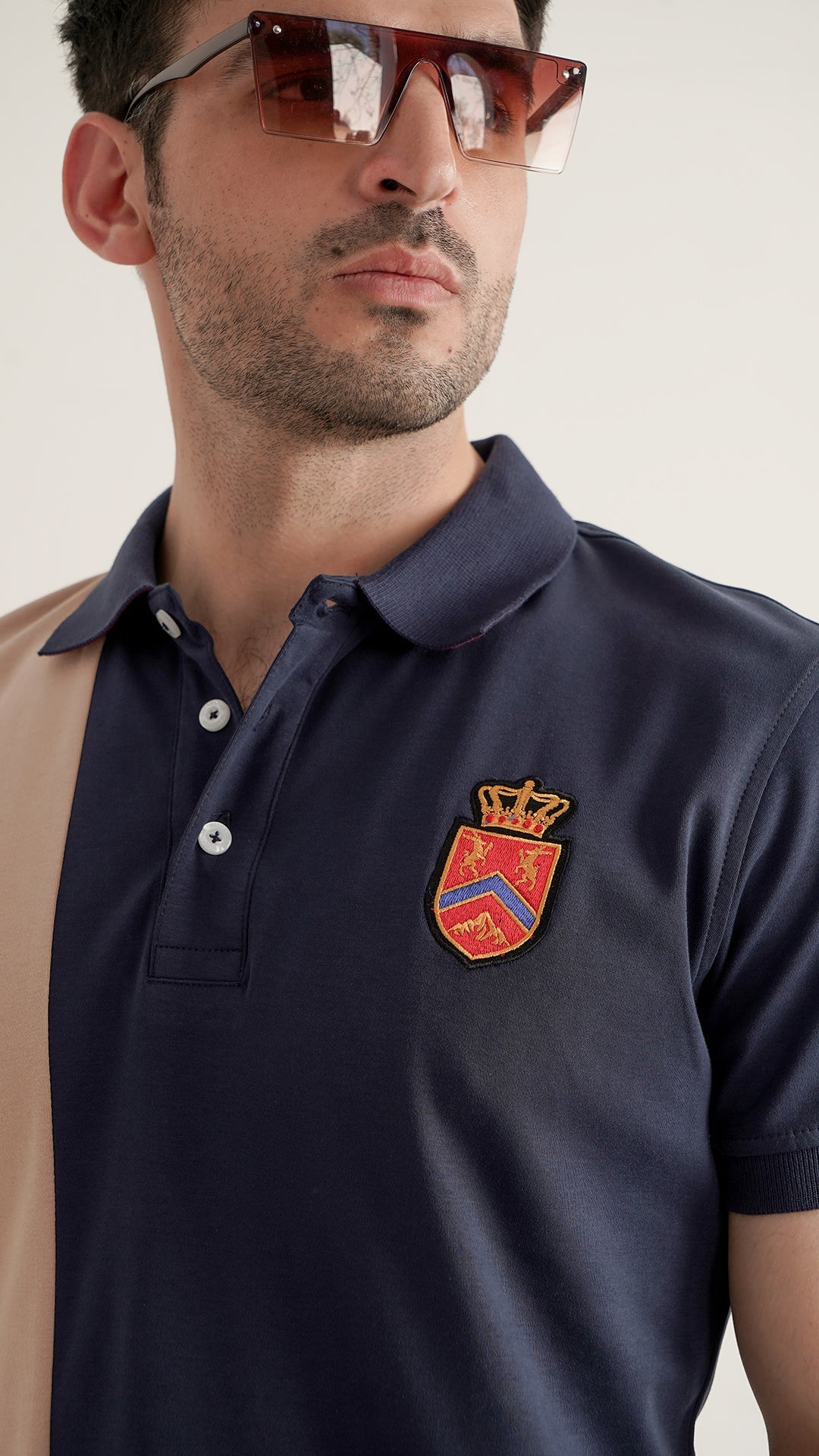 Markhor Skin, Navy and Maroon Fashion Interlock Polo