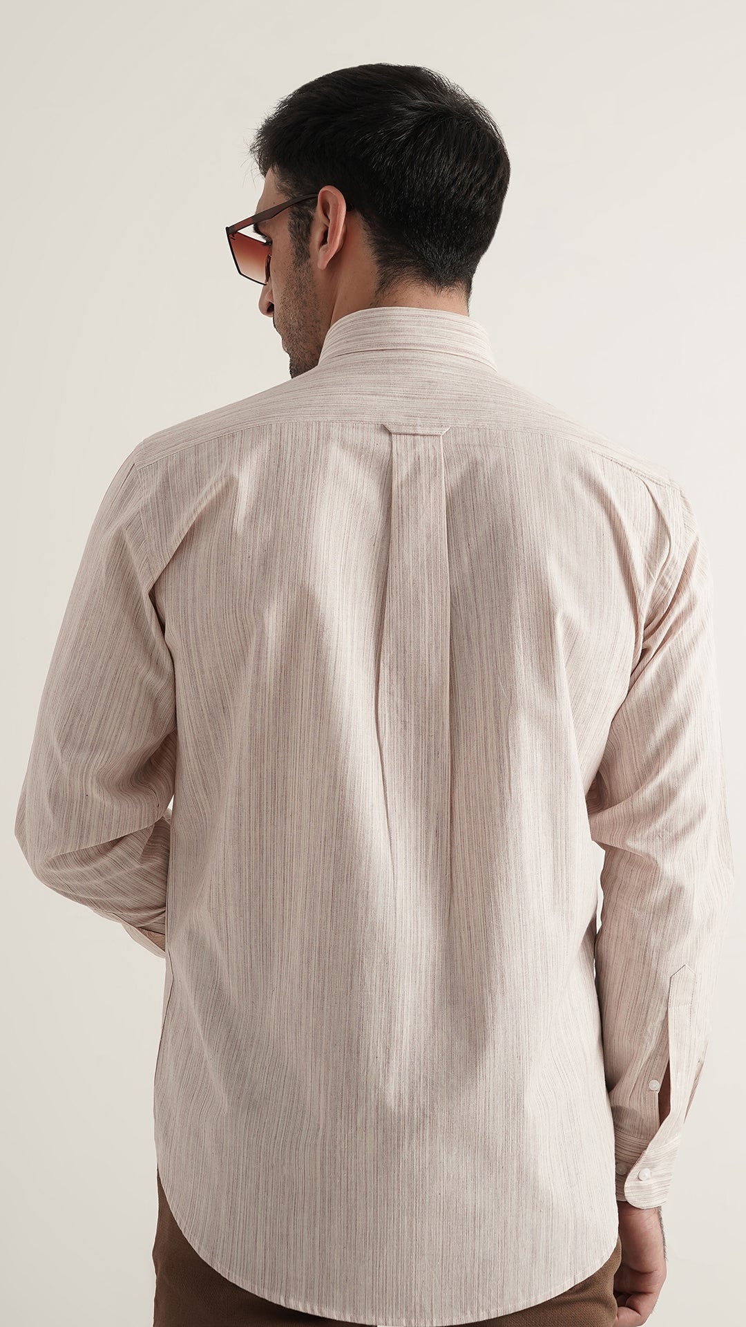 Markhor Light Brown Lining Wash N Wear Signature Casual Shirt