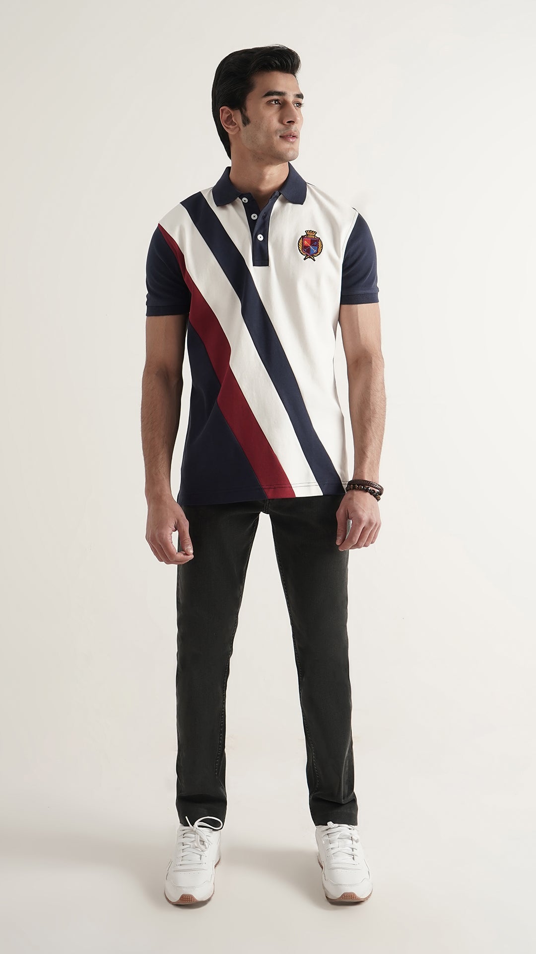Markhor Navy and White Fashion Interlock Polo
