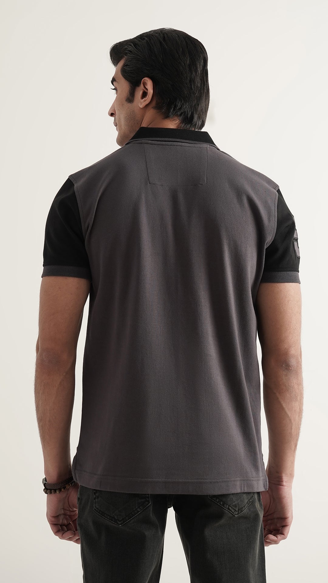 Markhor Black and Gray Fashion Interlock Polo