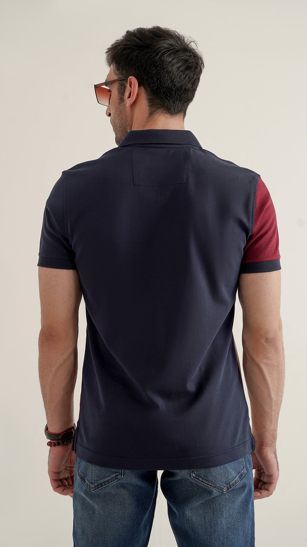 Markhor Skin, Navy and Maroon Fashion Interlock Polo