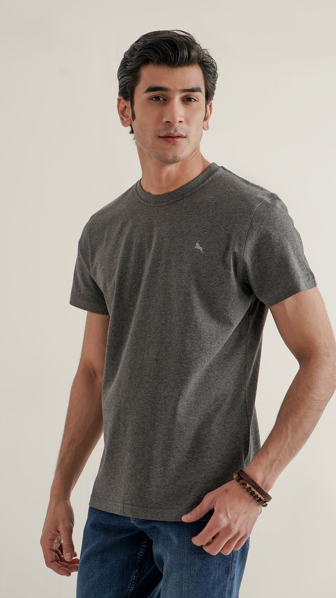 Markhor Charcole Gray Plain Jersey Crew