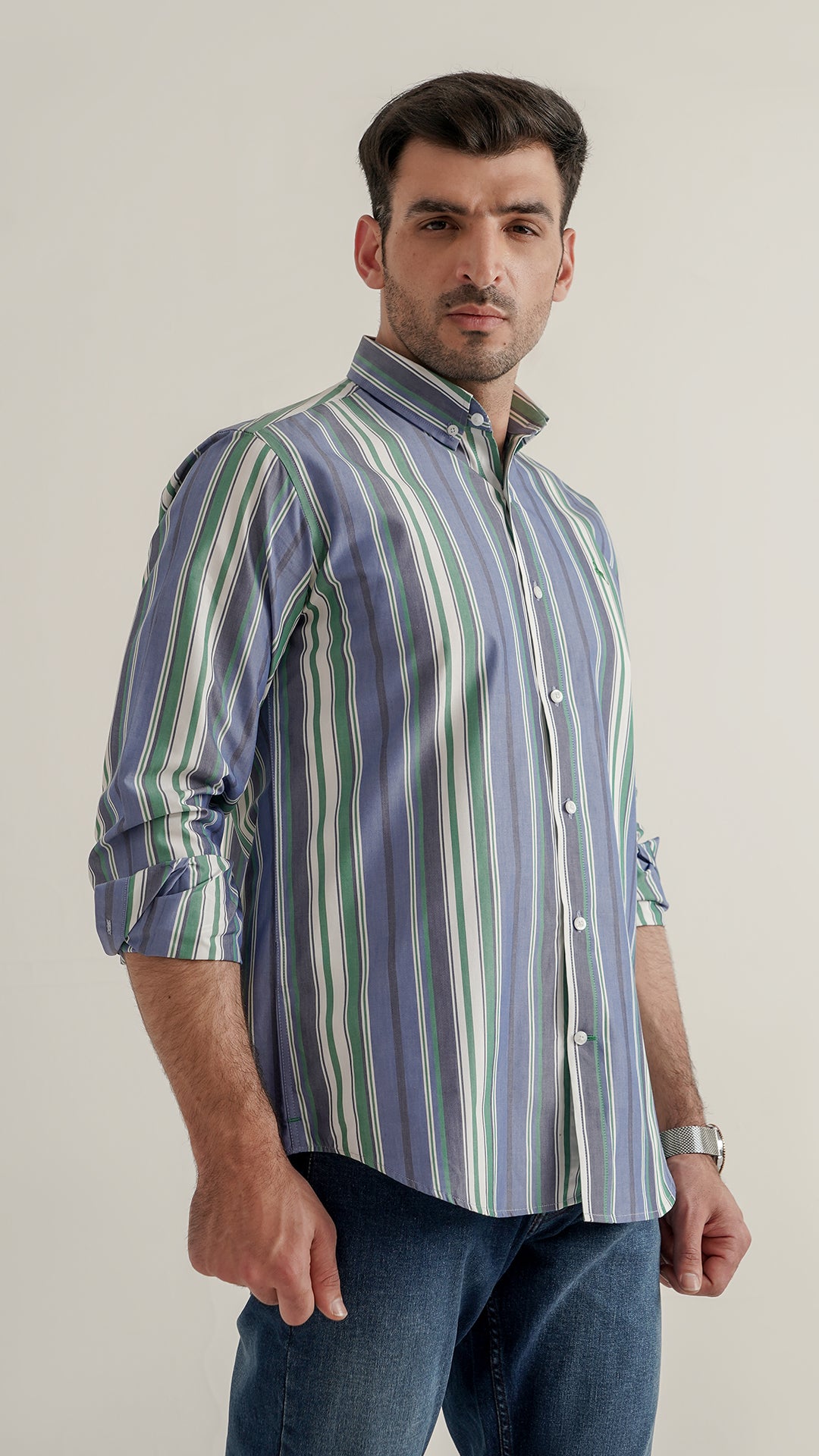 Markhor Multi Color Lining Wash N Wear Signature Casual Shirt