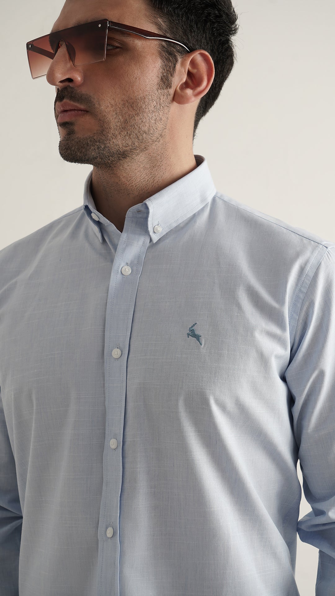 Markhor Sky Plain Linen Signature Casual Shirt