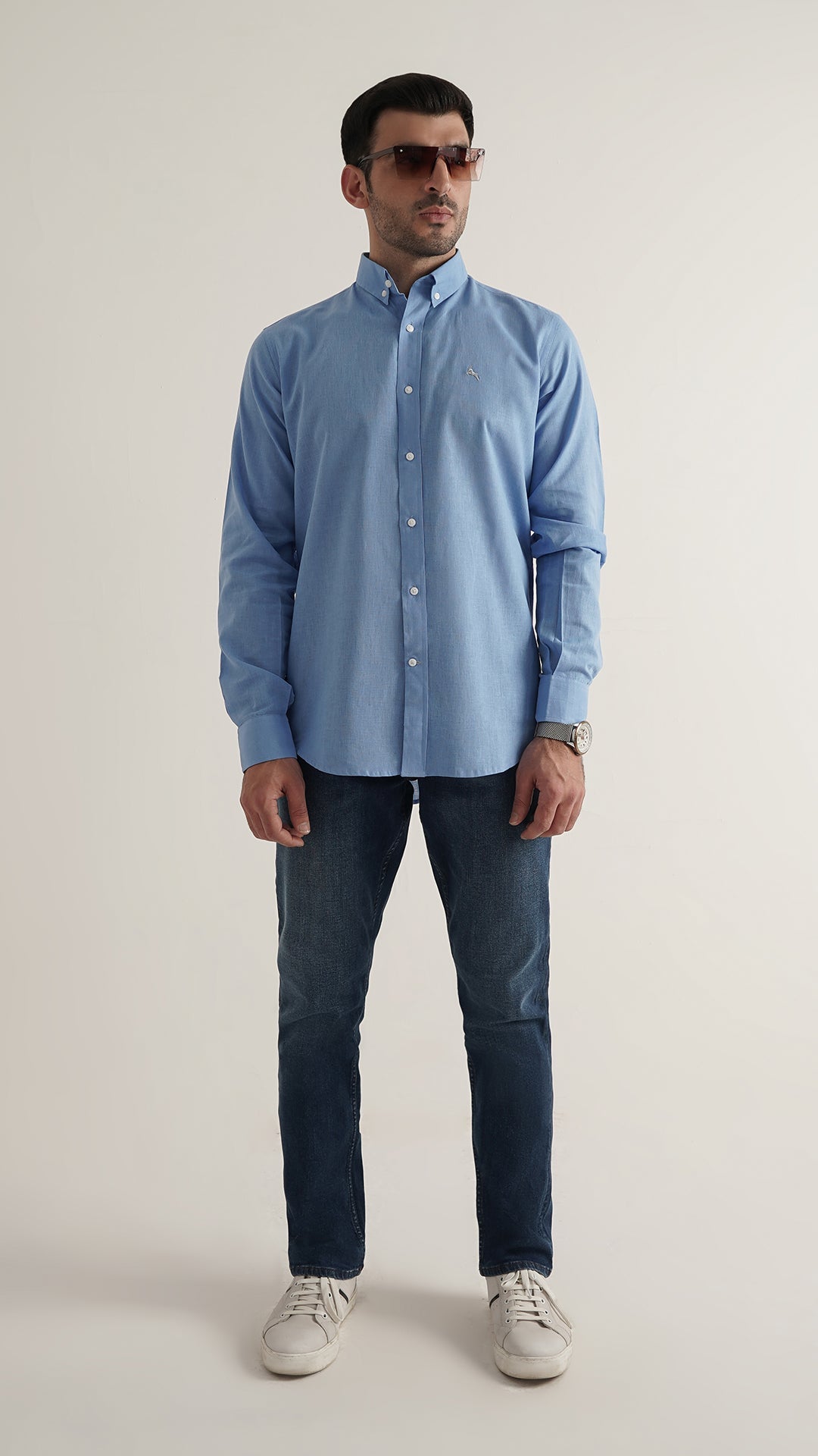 Markhor Teal Plain Linen Signature Casual Shirt
