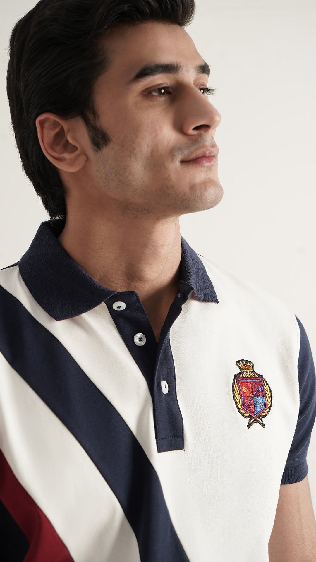 Markhor Navy and White Fashion Interlock Polo