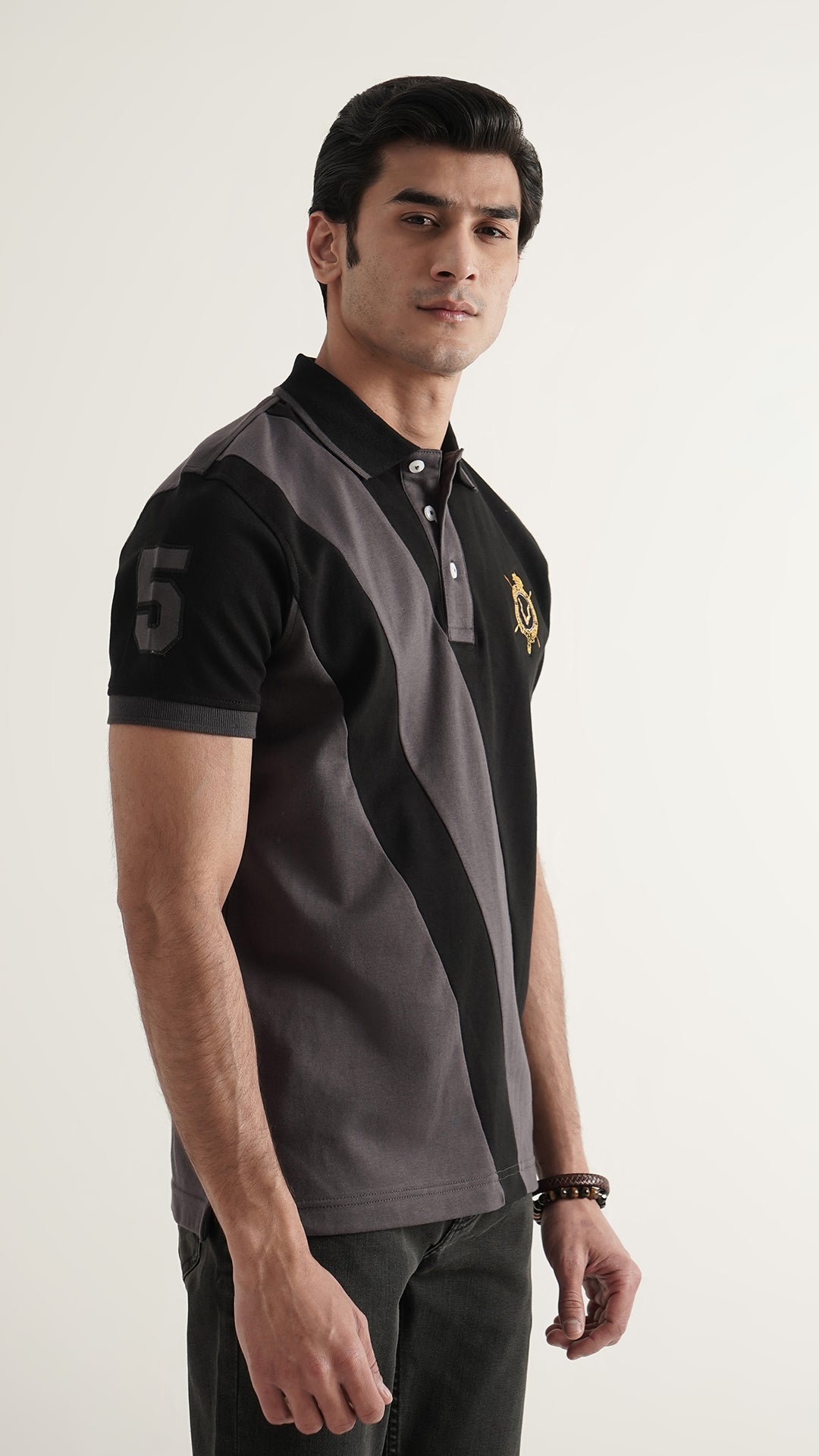 Markhor Black and Gray Fashion Interlock Polo