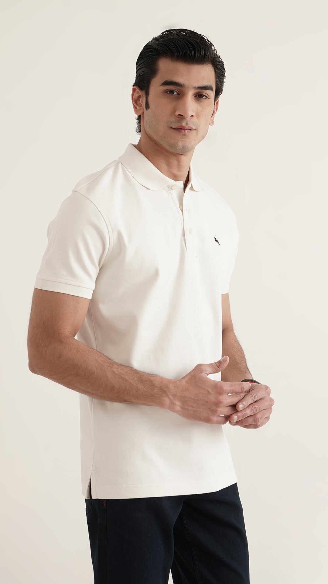 Markhor - Gold Series Off White Plain Interlock Polo
