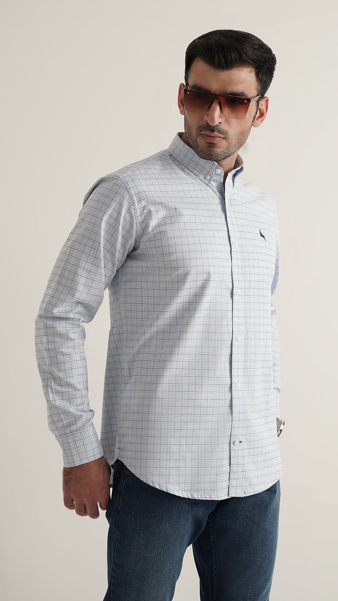Markhor Blue Check Wash N Wear Signature Casual Shirt