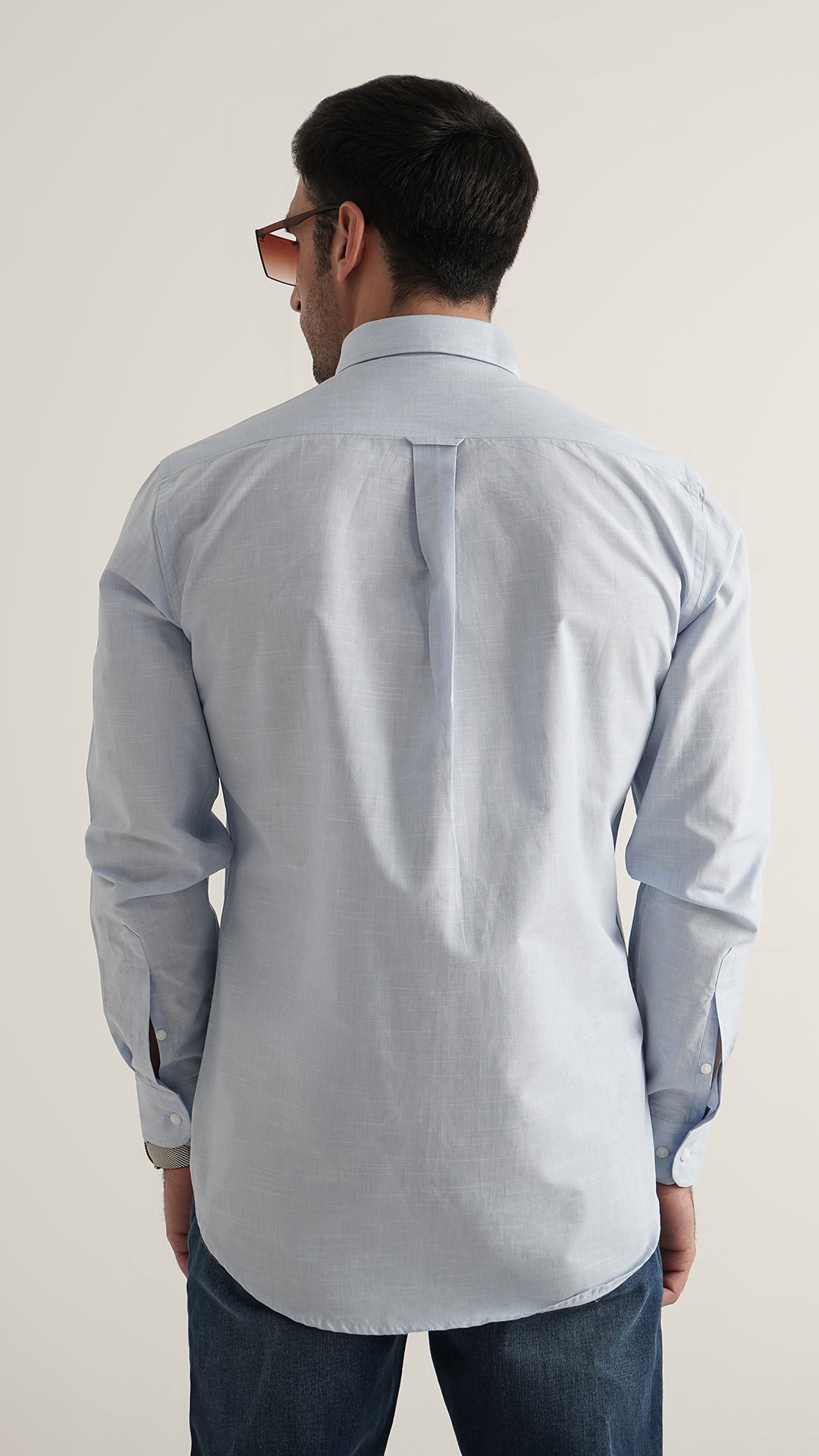 Markhor Sky Plain Linen Signature Casual Shirt