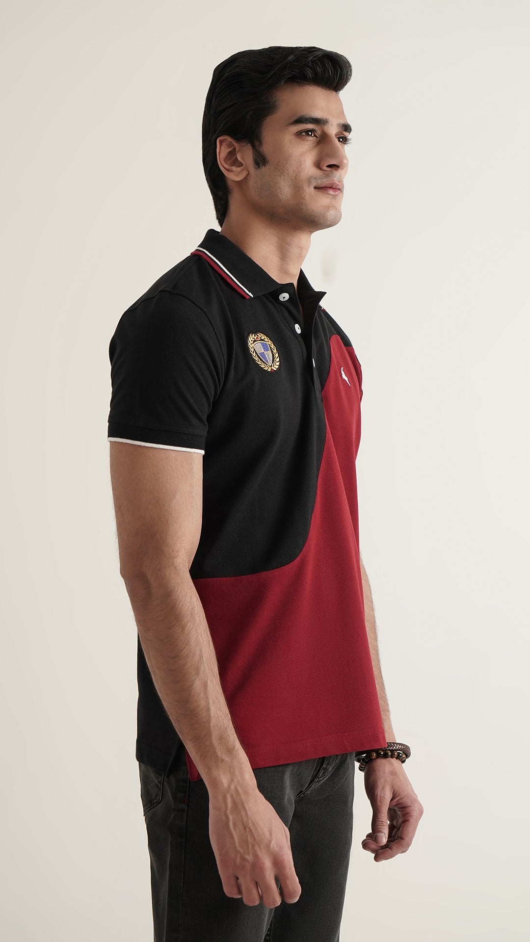 Markhor Black Maroon Fashion Pique Polo
