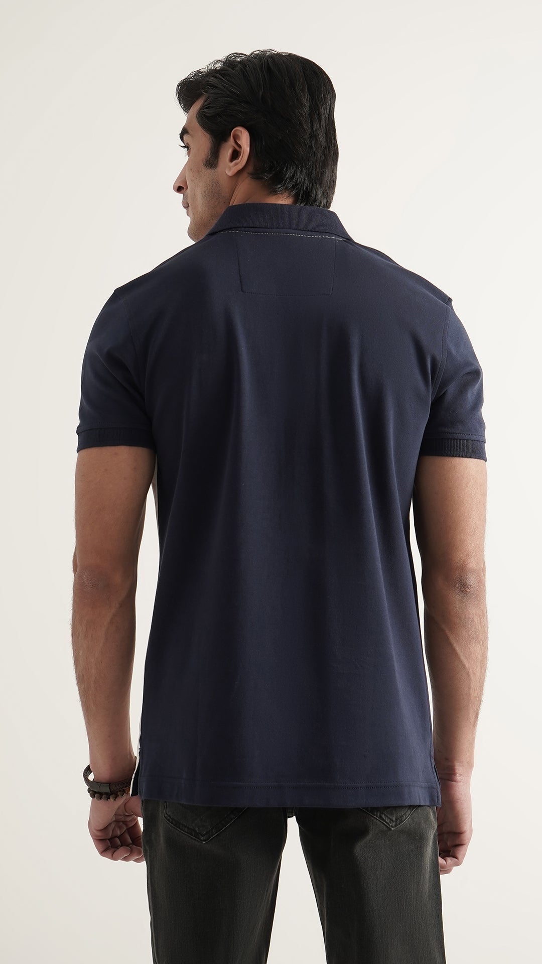 Markhor Navy and White Fashion Interlock Polo