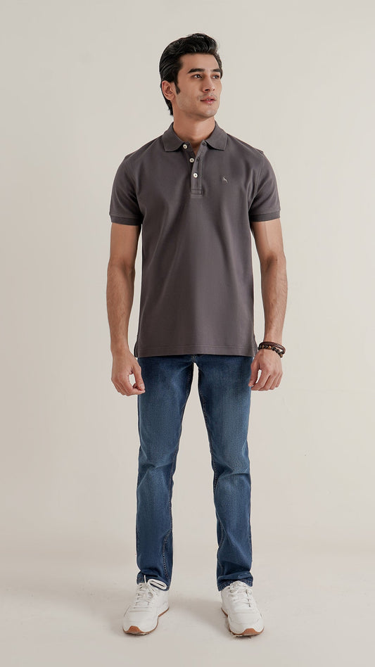 Markhor - Gold Series Gray Plain Interlock Polo
