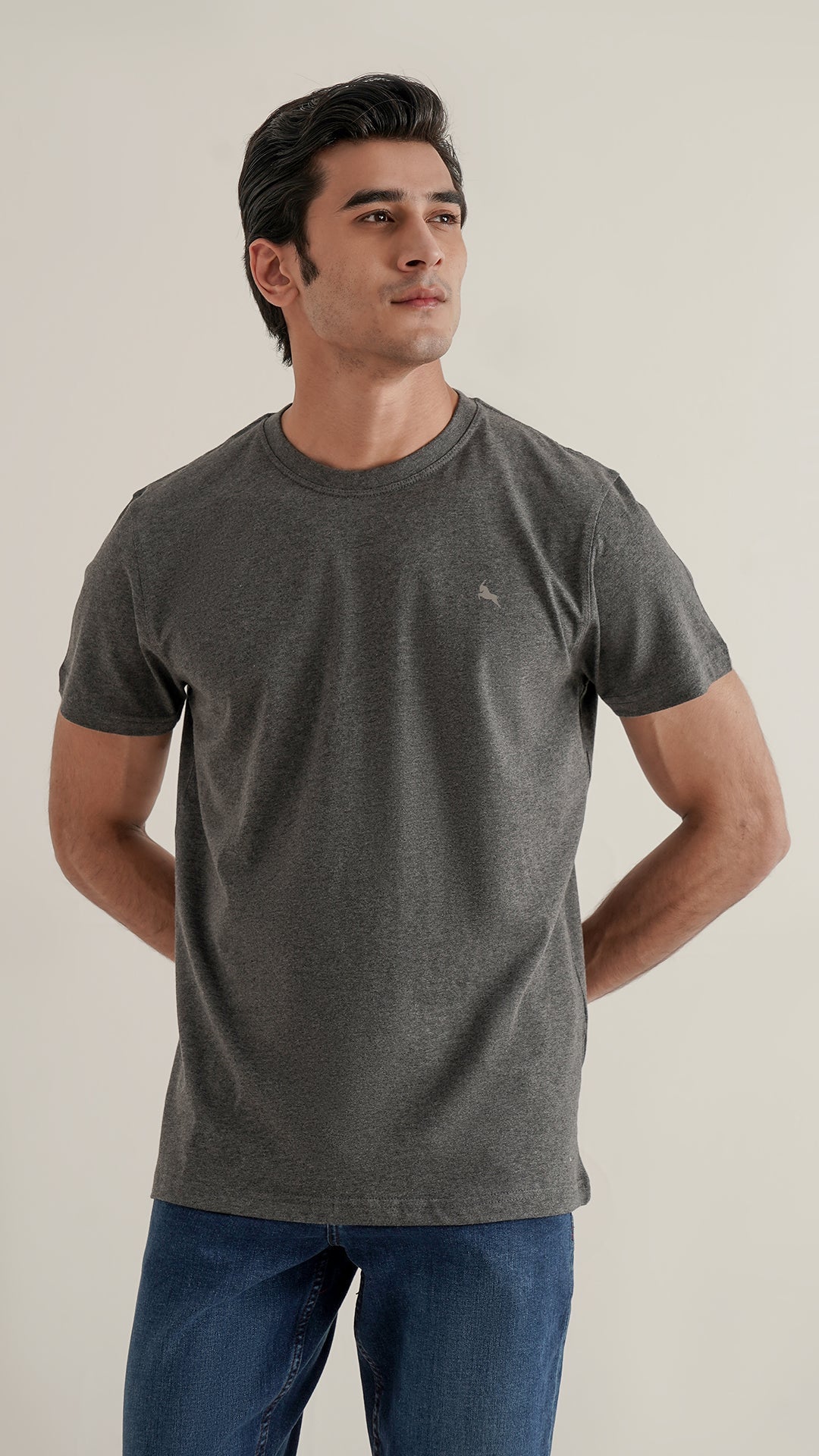 Markhor Charcole Gray Plain Jersey Crew