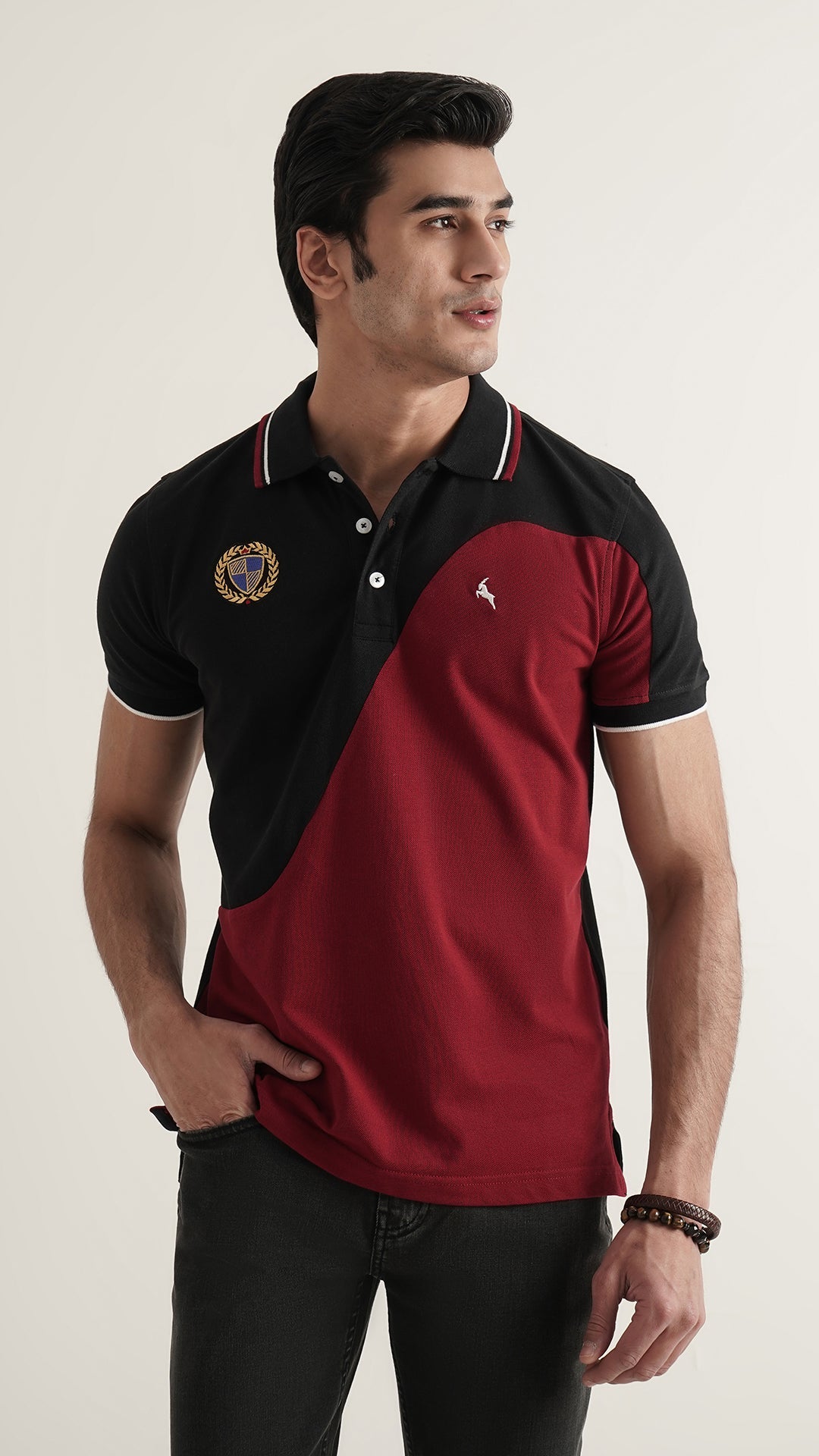 Markhor Black Maroon Fashion Pique Polo