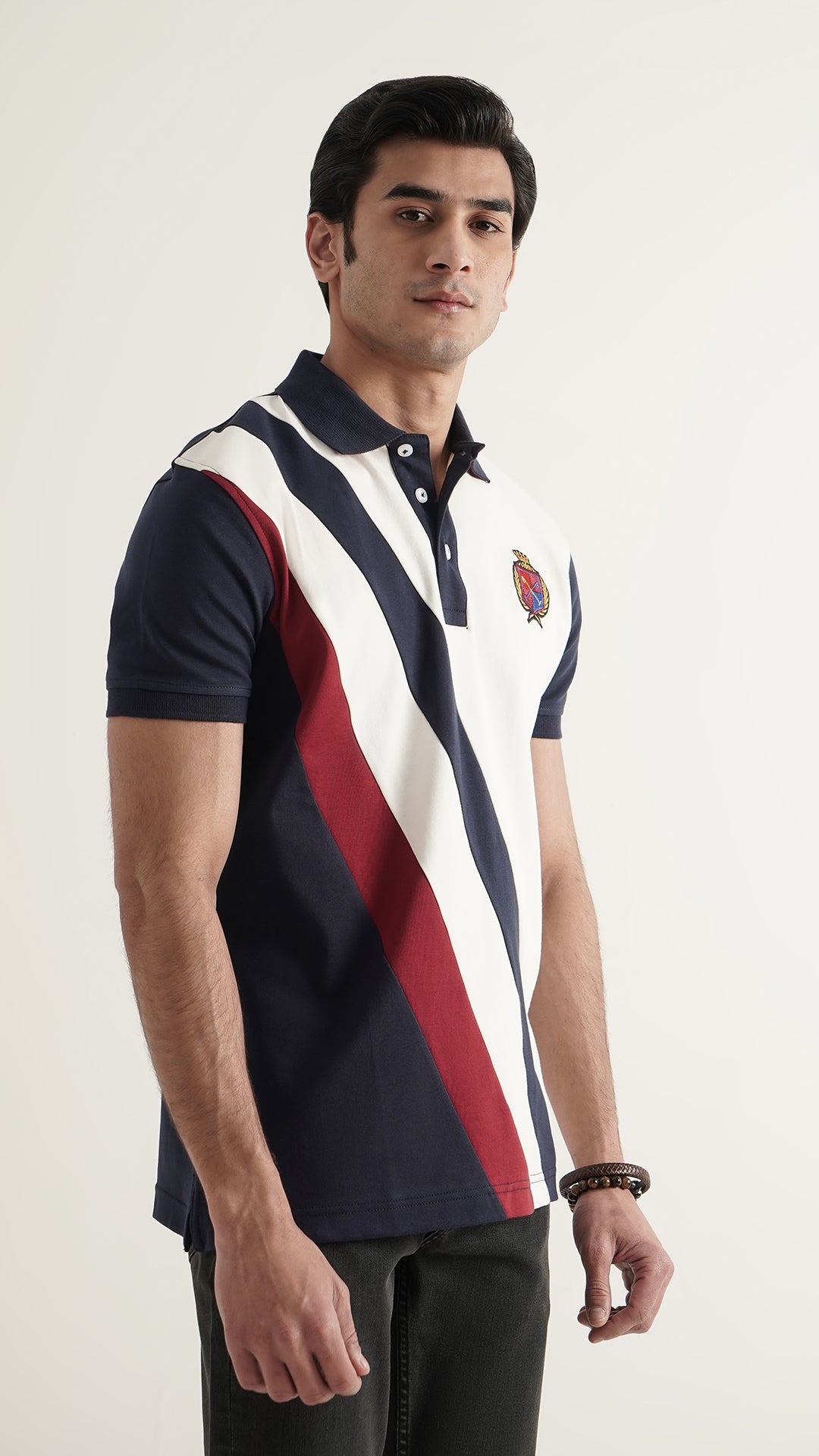 Markhor Navy and White Fashion Interlock Polo