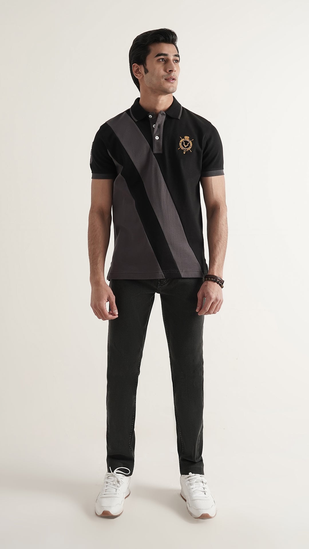 Markhor Black and Gray Fashion Interlock Polo